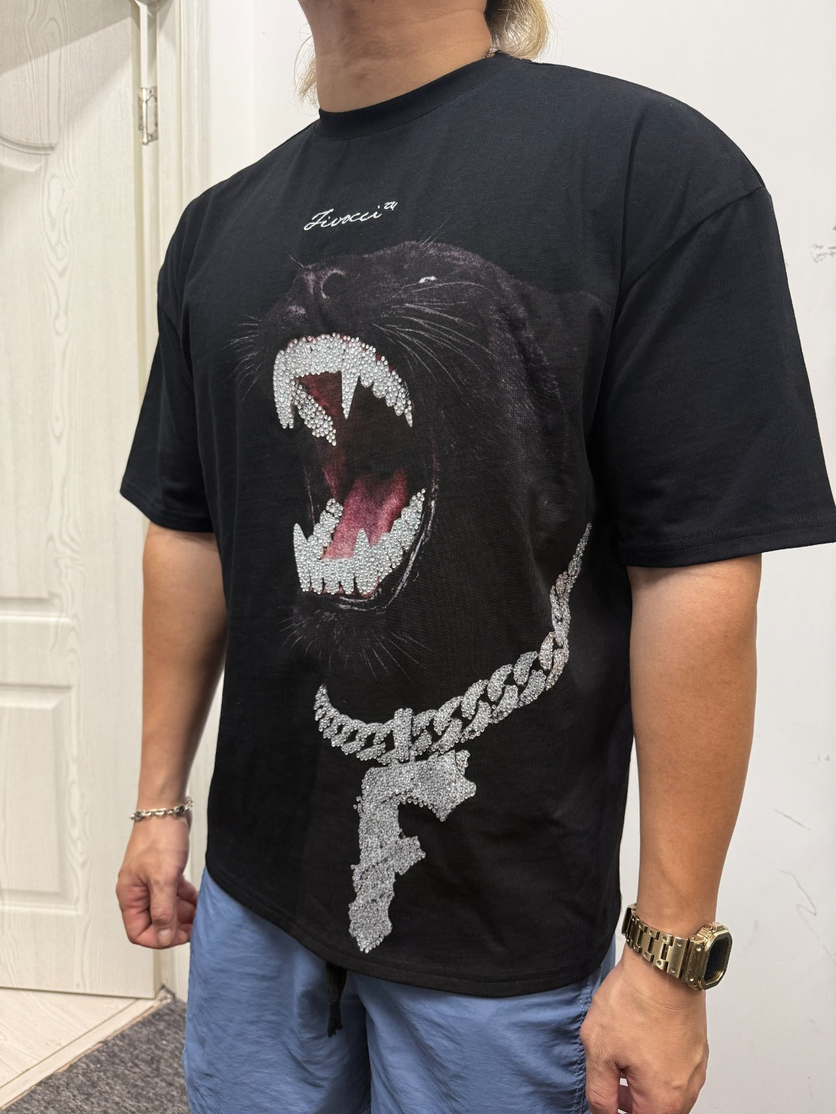 Fivocci Rhinestoned Tiger Tee